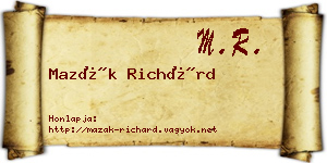 Mazák Richárd névjegykártya