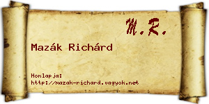Mazák Richárd névjegykártya
